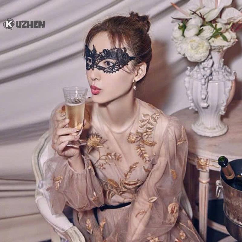 Mặt Nạ Ren Màu Đen Gợi Cảm Hóa Trang Tiệc halloween Cho Nữ