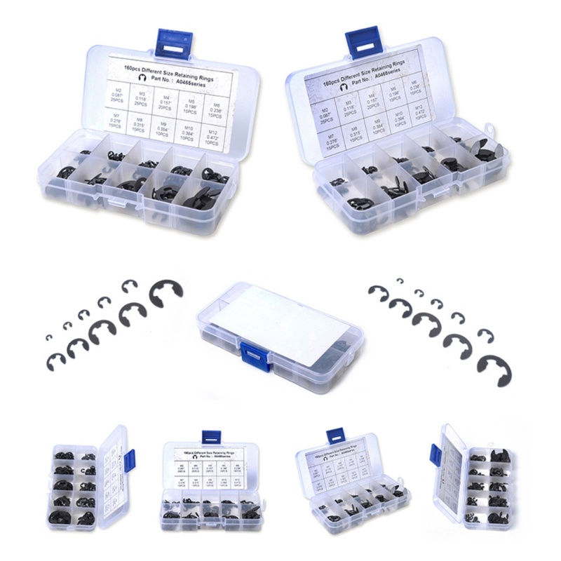 Run set 160 Vòng Kẹp Bên Ngoài Bằng Thép 2 Đến 12mm Kẹp Nhanh Chóng
