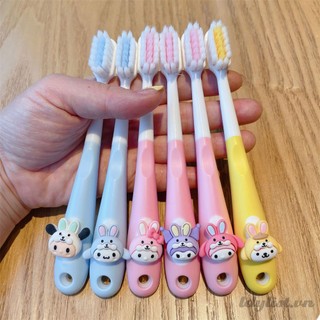 Ღ Bàn chải đánh răng Sanrio Bàn chải đánh răng Kuromi dễ thương với lông mềm từ bàn chải đánh răng trẻ em dành cho người mới bắt đầu, bảo vệ răng cấp thực phẩm Đầu bàn chải mềm dễ thương