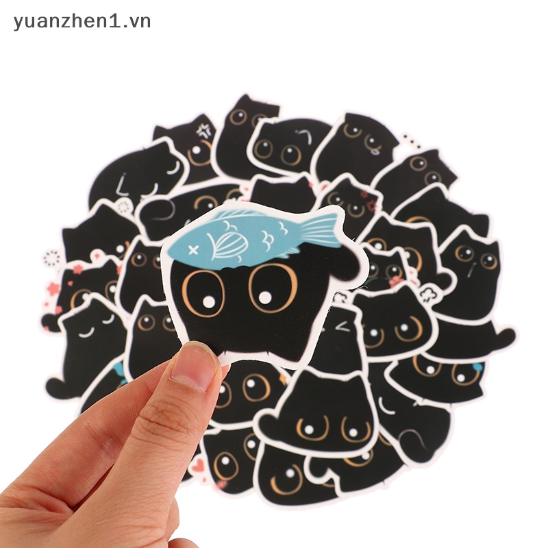 Set 40 Miếng Dán Trang Trí Hình Mèo Đen Dễ Thương