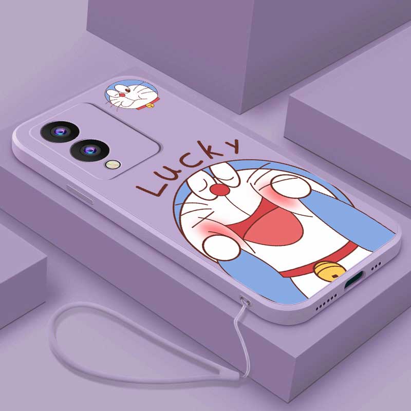 Ốp Điện Thoại silicon Dẻo Hình doraemon May Mắn Dễ Thương Cạnh Thẳng Cho vivo y17s