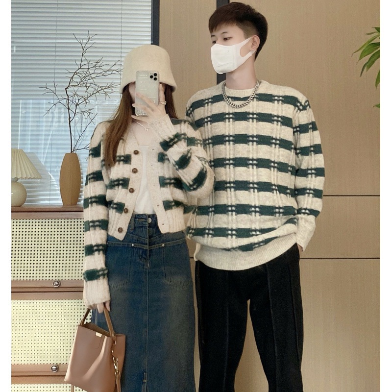 Lover island-Áo Khoác cardigan Len Cổ Tròn Dáng Rộng Phong Cách Thời Trang Mới 2023 Dành Cho Nam Và Nữ đồ đôi