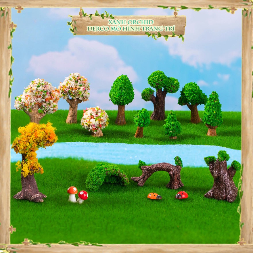 Mô Hình Tiểu Cảnh "Cây Cảnh Mô Hình" Trang Trí Sen Đá, Sân Vườn/ Chậu Cây, DYI, Terrarium