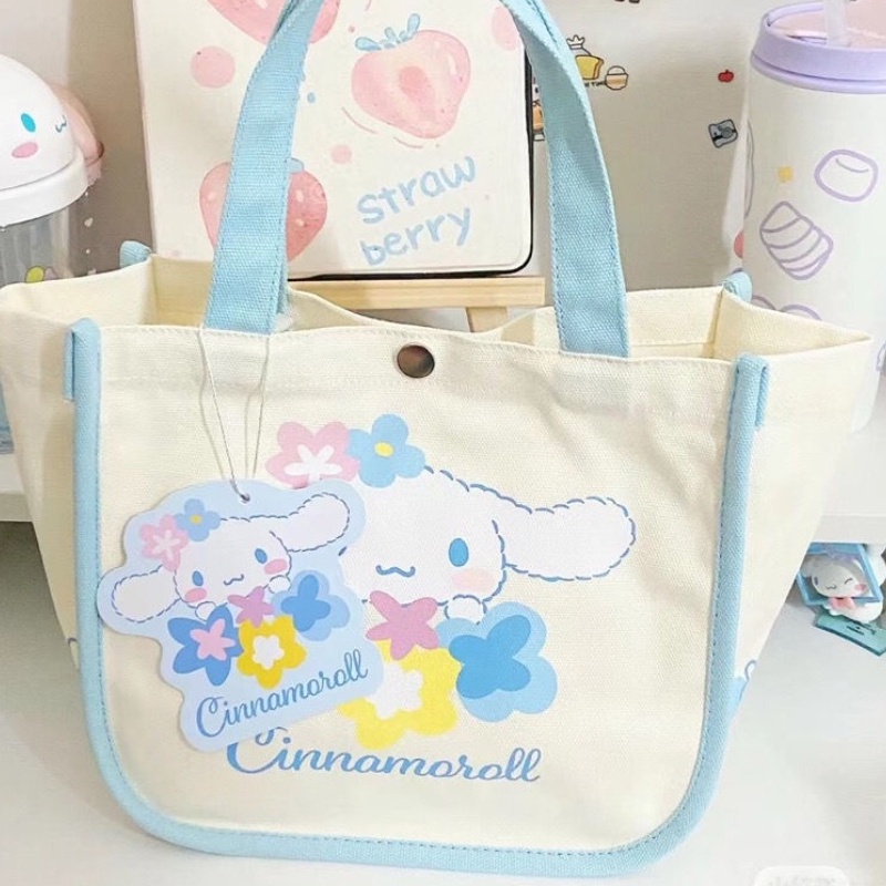 Túi Vải canvas Đựng Cơm Trưa In Hình Chó cinnamon Dễ Thương