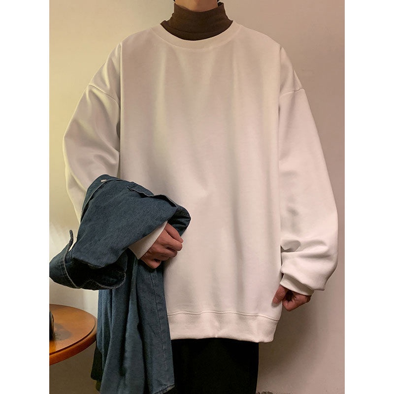 Áo nỉ cổ thuyền trơn Màu Phong Cách Mỹ Thời Trang Thu Đông Mới Dành Cho Nam