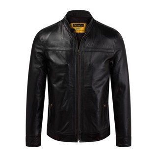 Áo da nam, áo da thật cao cấp Fttleather Racer Jacket Da Bò Cổ Trụ Viền Ngang Ngực - AD204B