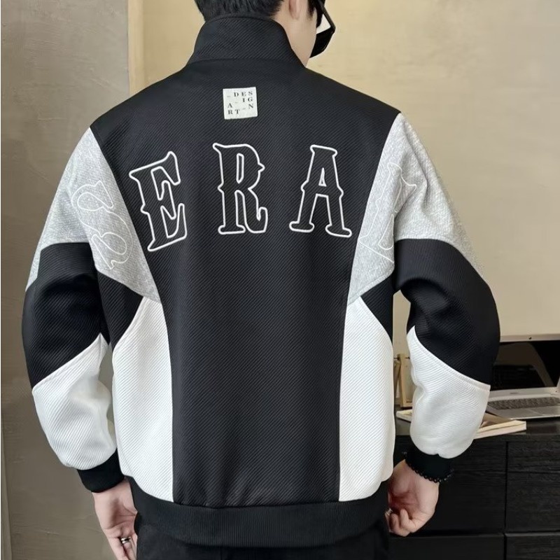 Áo Khoác Bóng Chày Cổ Đứng Phối Màu Tương Phản Thời Trang Cao Cấp Cho Nam