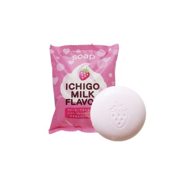 Xà phòng tắm chiết xuất từ sữa và dâu tây 80g - Hàng Nhật nội địa