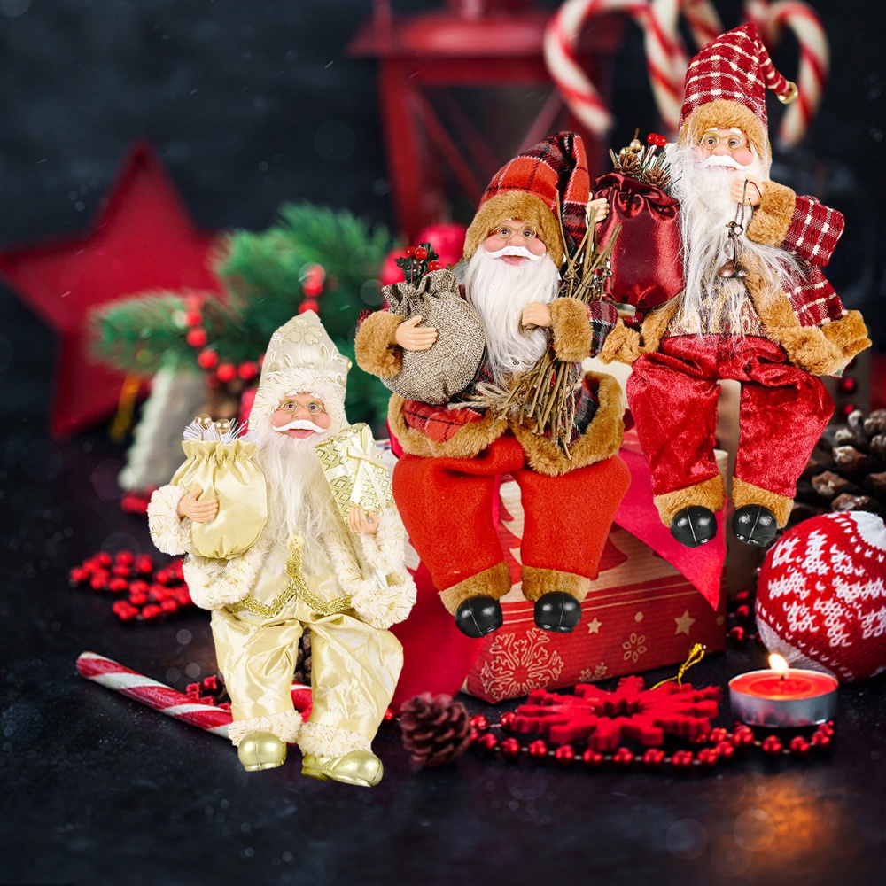 Búp Bê Ông Già Noel Trang Trí Cây Thông Giáng Sinh Kèm Túi Quà Tặng Để Bàn Trang Trí