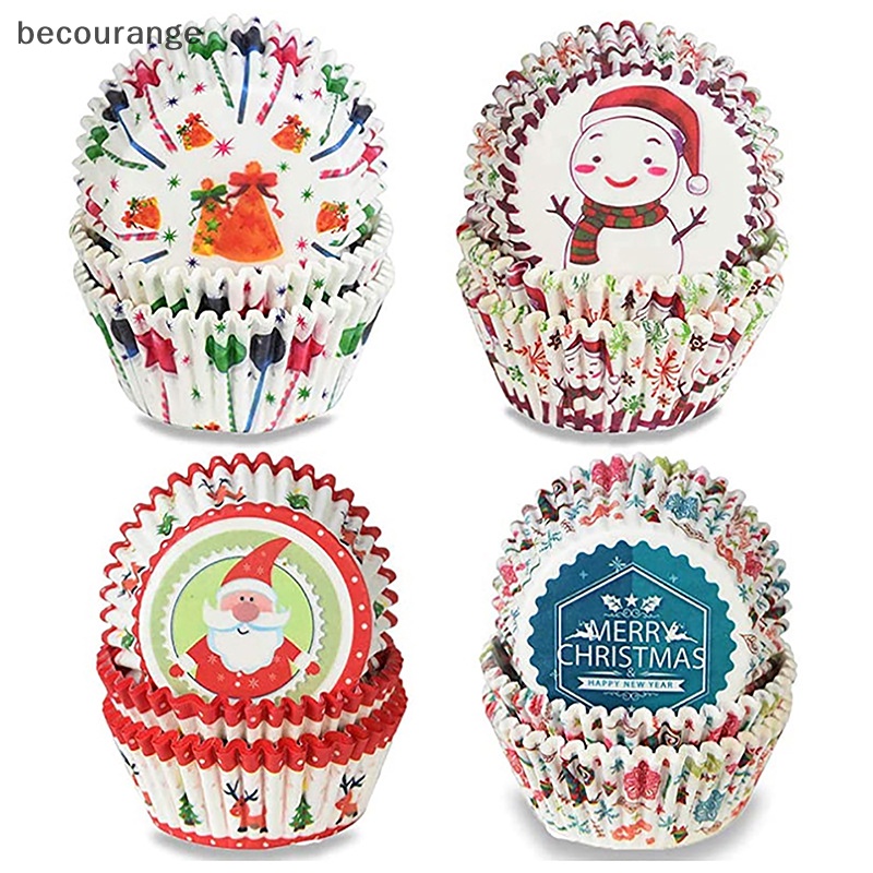 Set 100 Cốc Giấy Đựng Bánh cupcake / muffin Phong Cách Giáng Sinh