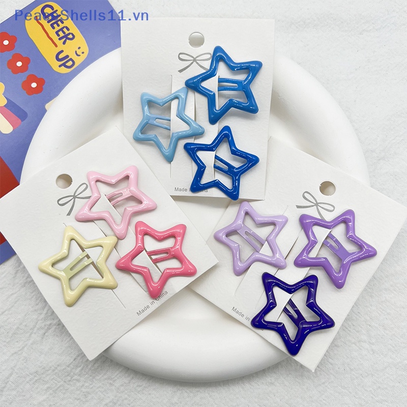 Set 3 Kẹp Tóc Kim Loại Hình Ngôi Sao Màu Kẹo Dễ Thương Cho Bé Gái
