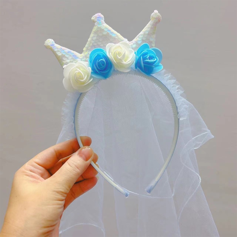 Cài Tóc Hình Vương Miện Công Chúa Đính Kim Sa Lấp Lánh Cho Bé Gái