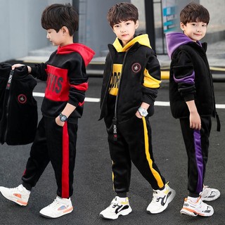 Set Đồ Ba Món Lót Nhung Dày Dặn Phong Cách Thời Trang Thu Đông Mới 2023 Cho Bé Trai