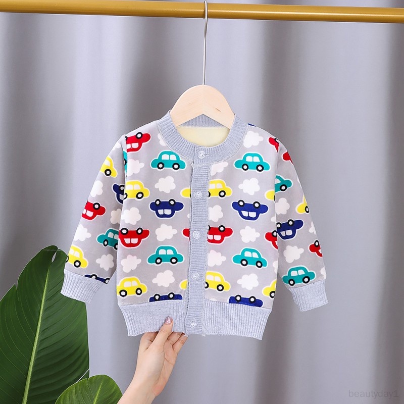 Áo Khoác Cardigan Dệt Kim In Hoạt Hình Dễ Thương Cho Bé