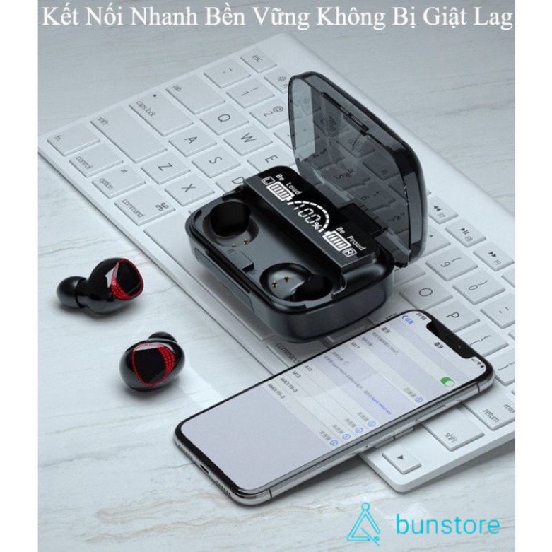 Tai nghe bluetooth M10 Pin Trâu 2500maH âm thanh trung thực, Tai nghe nhét tai đèn Led đẹp mắt, hộp sạc có màn hình LED