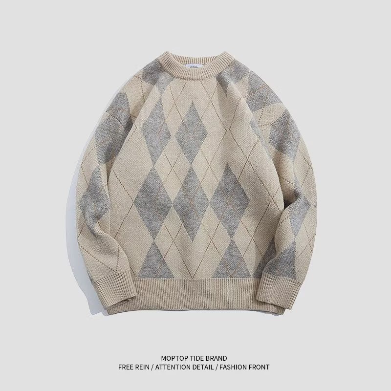 Lansboter Áo sweater Dệt Kim Dày Dặn Cổ Tròn Dáng Rộng Phong Cách Thời Trang Thu Đông Nhật Bản Cho Nam Giới