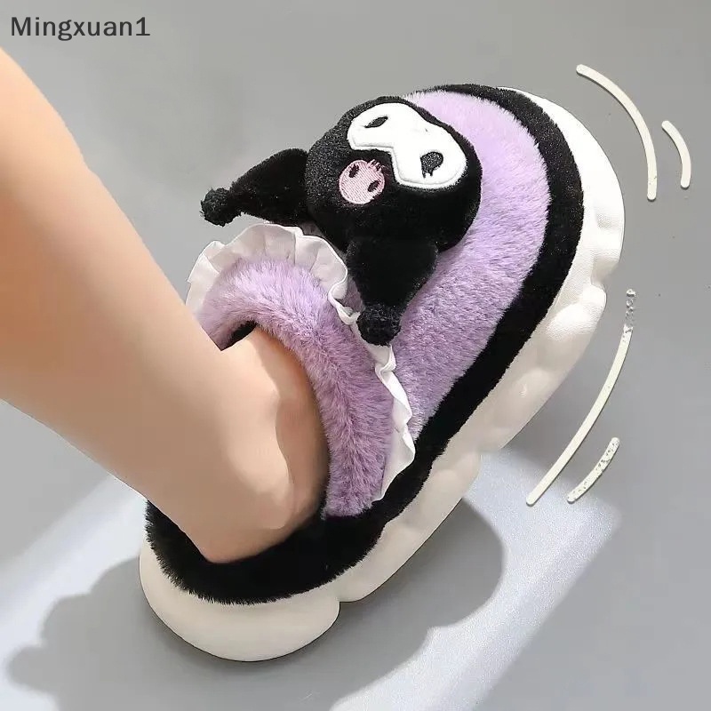 Dép Bông Đi Trong Nhà Ấm Áp Chống Trượt Hình Chú Chó Hoạt Hình Màu Tím / Xanh Dương Dành Cho Nữ