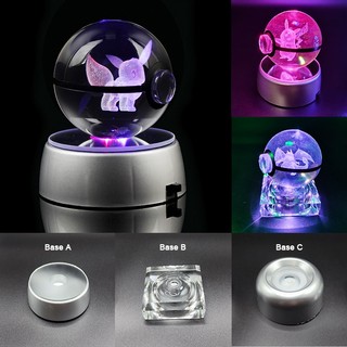 Đèn ngủ led 3d hình quả cầu pha lê pokemon dễ thương dùng trang trí