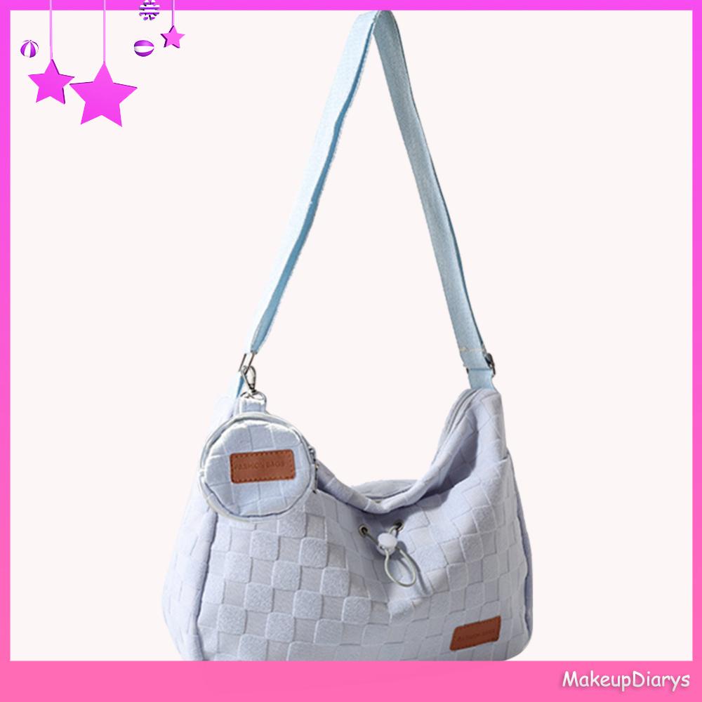 ★ Mỹ Phẩm Trang Điểm ★ Túi Vải canvas Đeo Chéo Họa Tiết Ca Rô Thời Trang Dành Cho Nữ