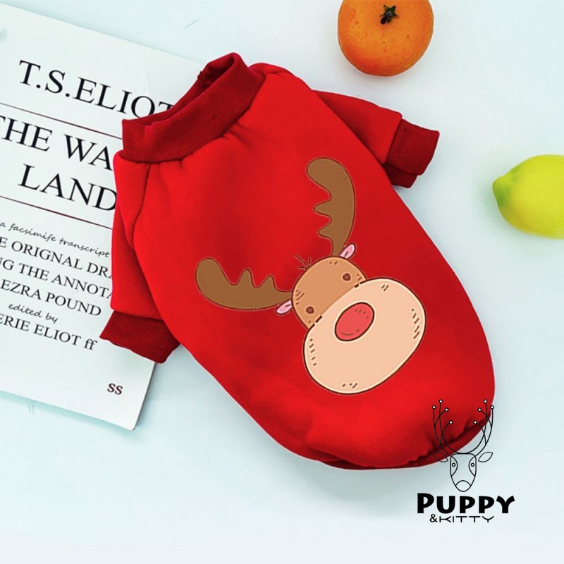 Áo sweater Vải Nhung Hình Hươu Cao Cổ Thời Trang Thu Đông Cho Thú Cưng