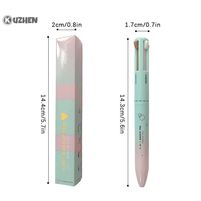 Kuzhen Bút Kẻ Mắt / Lông Mày 4 Trong 1 Chống Thấm Nước Lâu Trôi Dễ Lên Màu