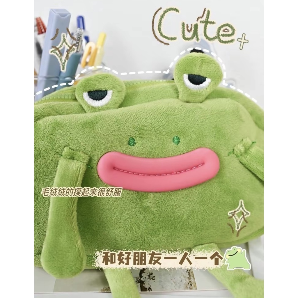 Túi Đựng Bút Hình Chú Ếch Miệng To Nhồi Bông Dễ Thương