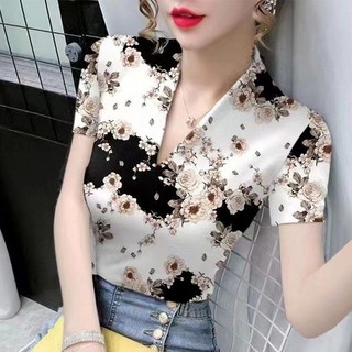 Áo Sơ Mi Lụa Cổ Tim Thời Trang Xuân Hè Dành Cho Nữ