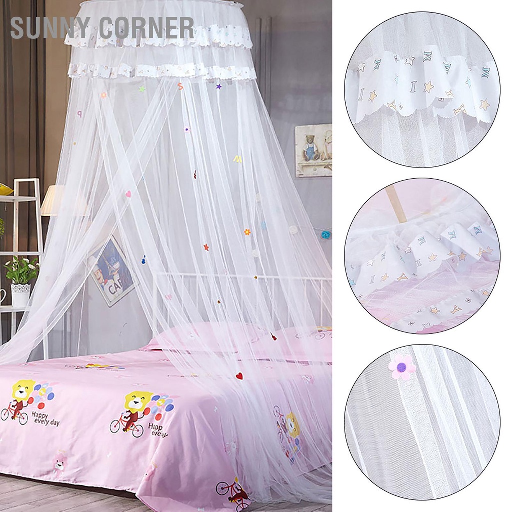 Sunny corner Có hàng sẵn Rèm tròn tán ren phong cách công chúa Màn chống muỗi cho giường trẻ em