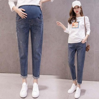 Quần bầu QB363 Quần bò bầu xước dáng dài Quần bầu công sở legging lửng mặc váy mặc trong váy ống rộng TIRA