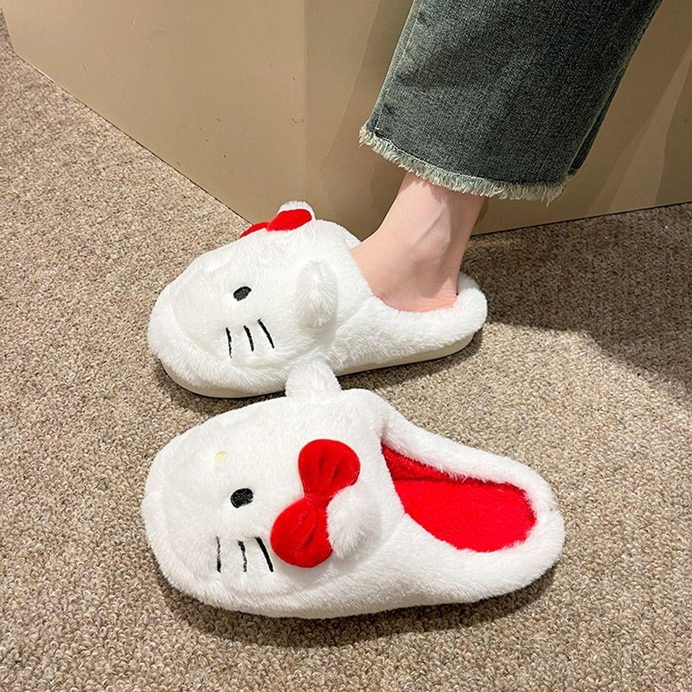 Dép Bông Đi Trong Nhà Hình Mèo kitty Mềm Mại Chống Trượt