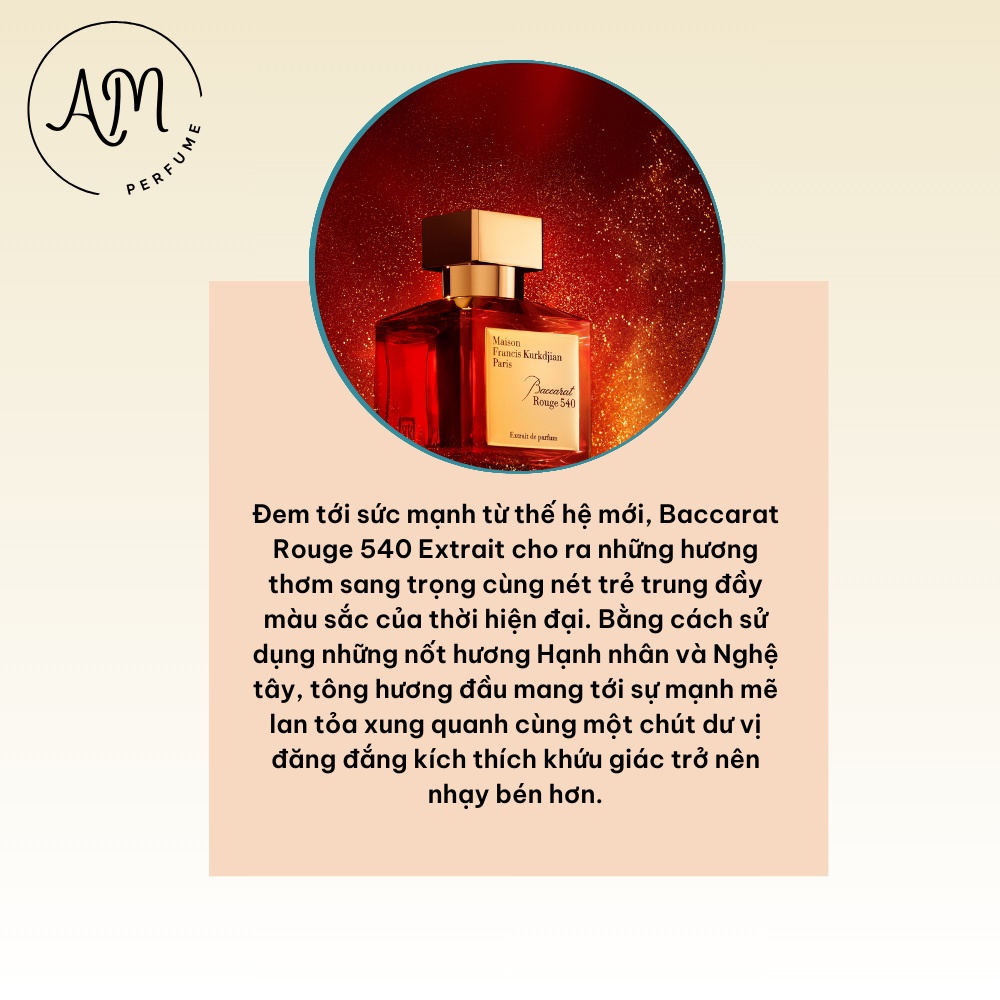 Nước hoa chiết MFK Baccarat rouge 540 edp mẫu thử 10ml nước hoa unisex mùi hương của sự giàu