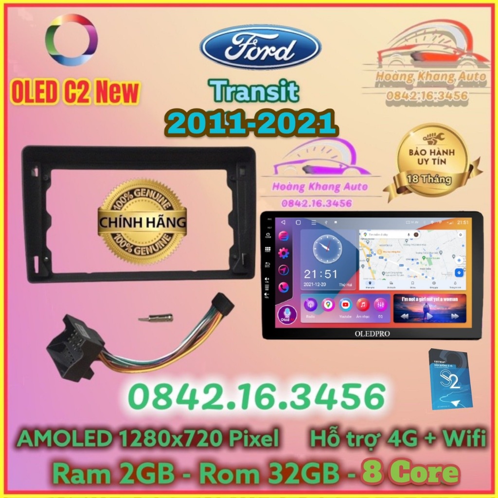 Màn hình Android OLED C2 New theo xe Ford Transit 2011 - 2021, 9 inch và 10 inch kèm dưỡng và jack zin 