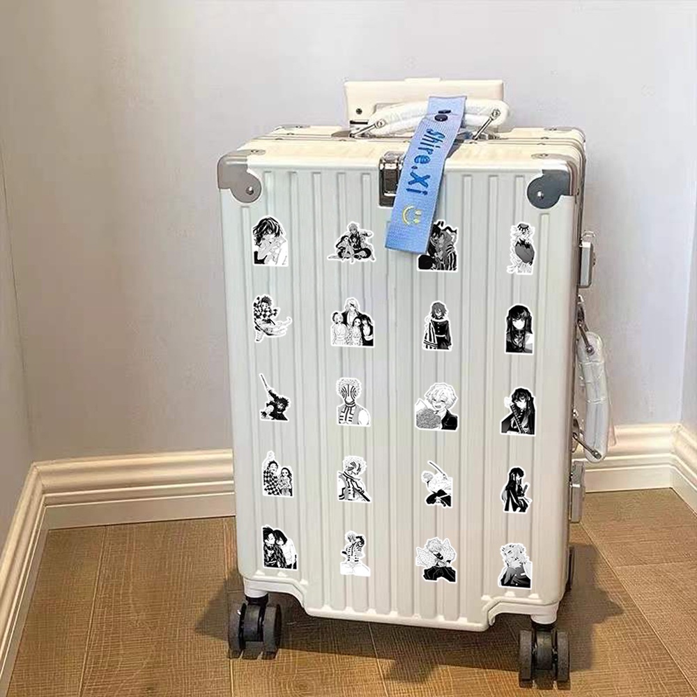 60 Miếng Dán Bút Chì Vẽ anime demon slayer kimetsu no yaiba Màu Trắng Đen