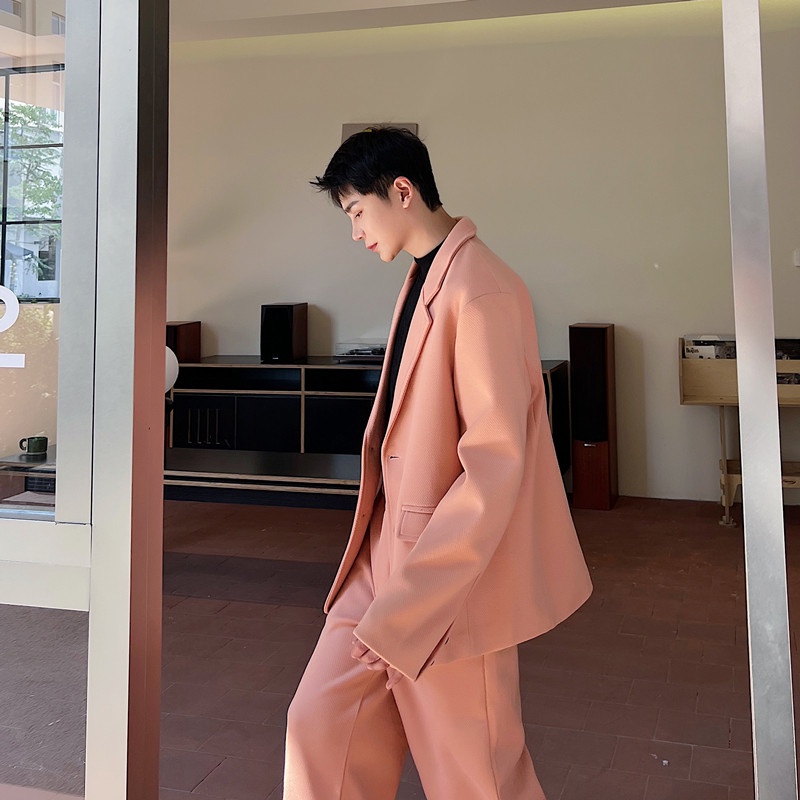 October Áo Khoác blazer Len Màu Hồng nude Phong Cách Hàn Quốc Cao Cấp Thời Trang Thu Đông Dành Cho Nam