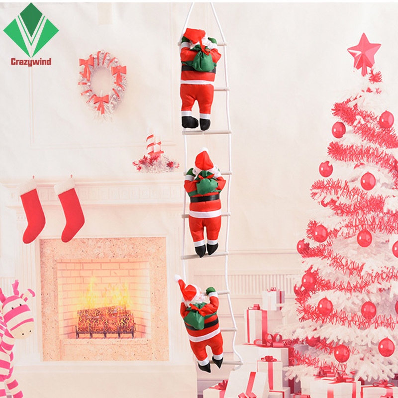 Ông Già Noel Leo Thang Dây Thừng Màu Sắc Tươi Sáng Trang Trí Giáng Sinh