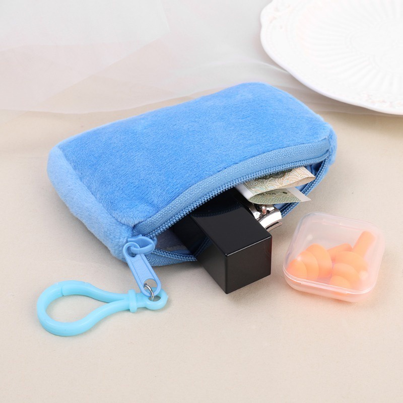 Túi Đựng Son Môi / Tai Nghe Cầm Tay Bằng Vải Bông Mềm Mại Nhiều Màu Có Khóa Kéo Và Móc Khóa Dành Cho Bạn Nữ