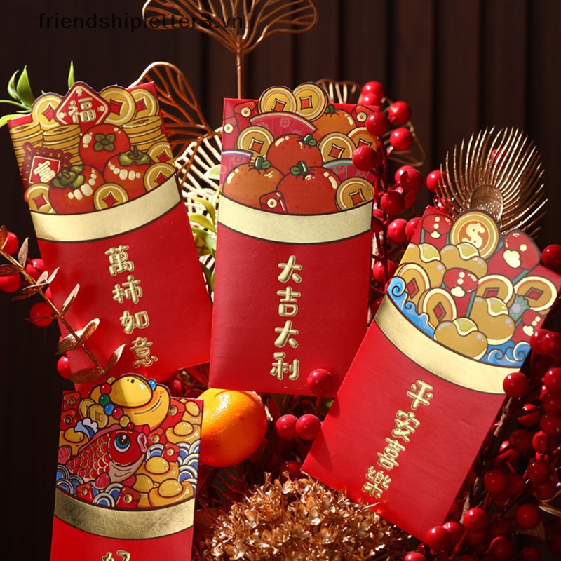 Set 6 Bao Lì Xì Mừng Năm Mới 2024 Hình Rồng Đỏ May Mắn