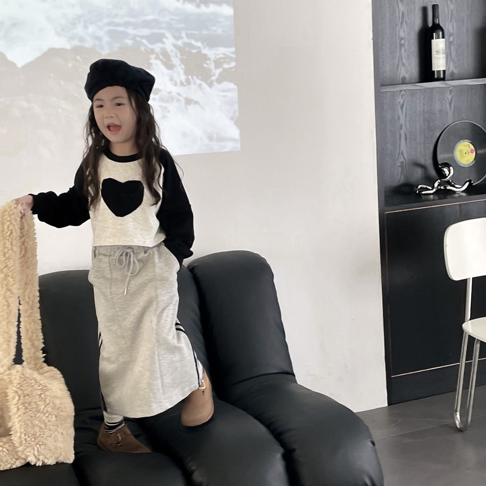 Áo Thun Tay Dài Màu Sắc Tương Phản Phong Cách Hàn Quốc Cho Bé Gái