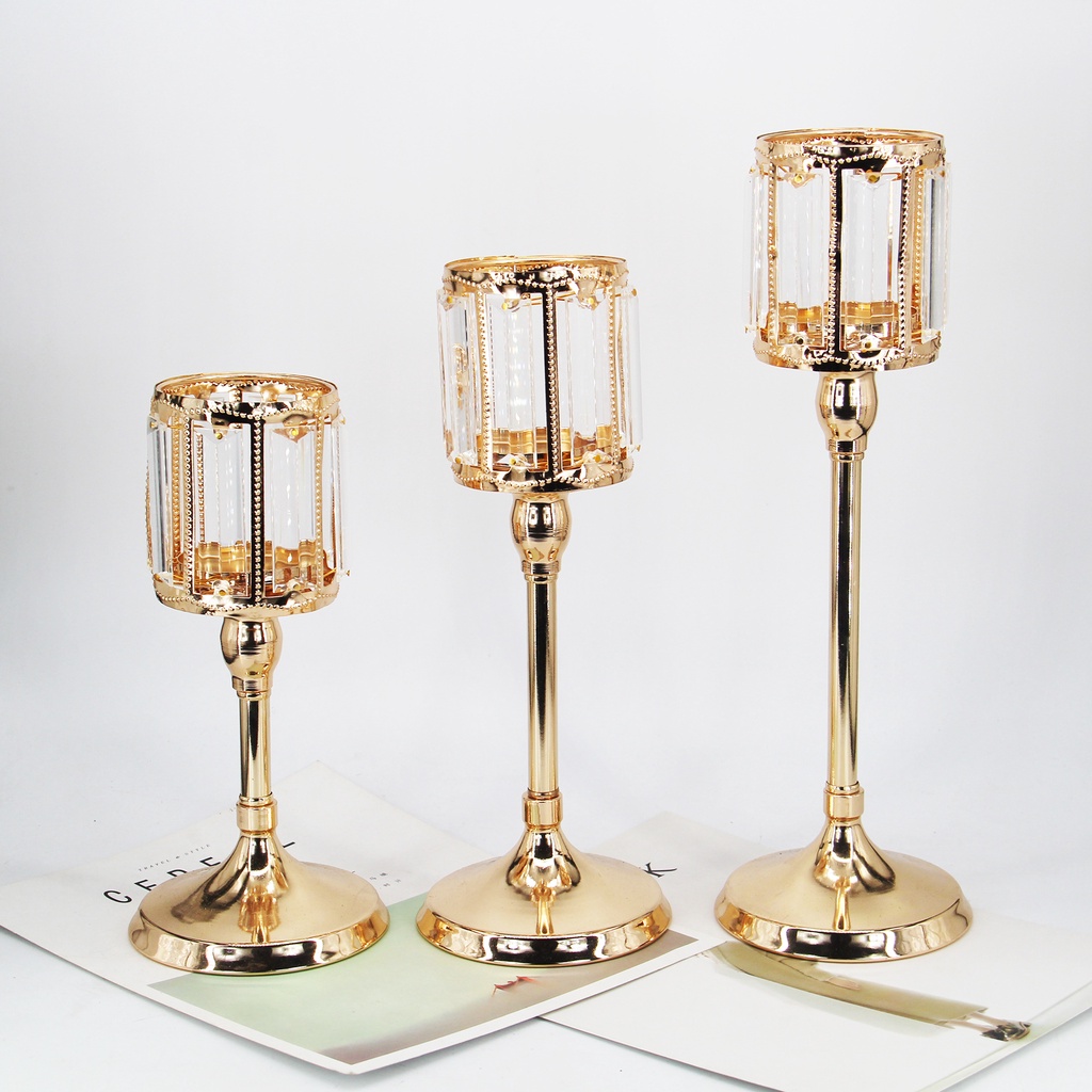 Giá Đỡ Nến Pha Lê Phong Cách Châu Âu Lãng Mạn Dùng Trang Trí Bàn Ăn / Tiệc Tối