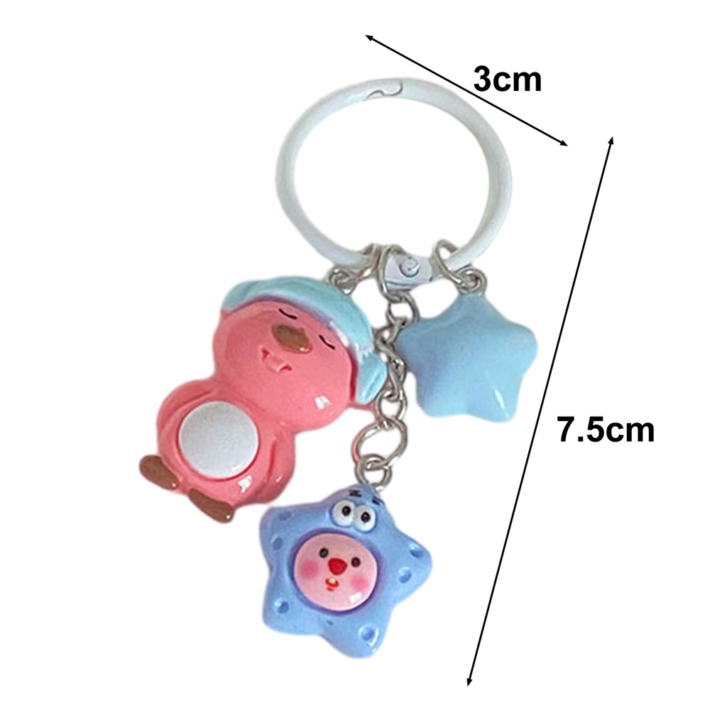 Loopy_vòng Móc Chìa Khóa Bằng Thép Không Gỉ Mịn Màng Họa Tiết Ngôi Sao Hoạt Hình Dễ Thương Nhẹ Nhàng Lên Màu Nhanh
