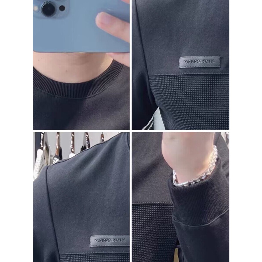 Áo Nỉ Nam Dài Tay Cổ Tròn Thời Trang Hàn Mới