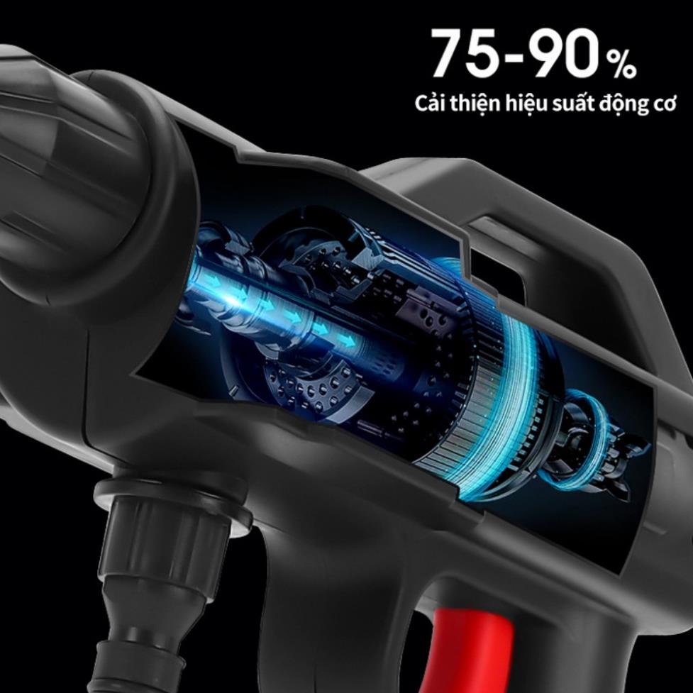 Máy rửa xe cầm tay mini gia đình công suất cao 400w 2 pin sạc 48V, máy rửa xe ô tô áp lực ca