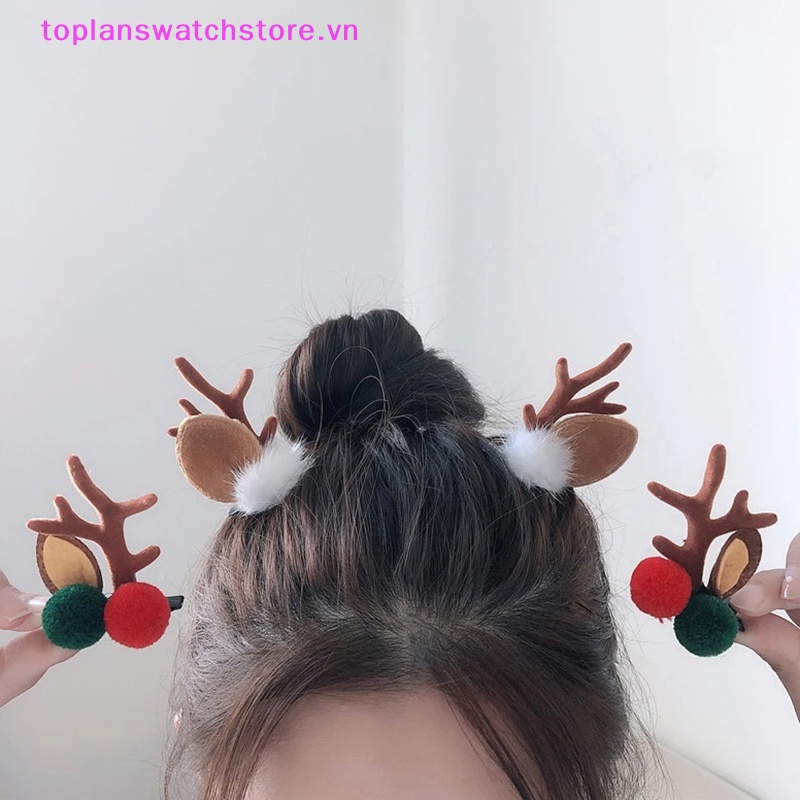 1 Cặp Kẹp Tóc Hình Nơ / Ông Già Noel / Tuần Lộc Giáng Sinh Dễ Thương Cho Bé Gái vn