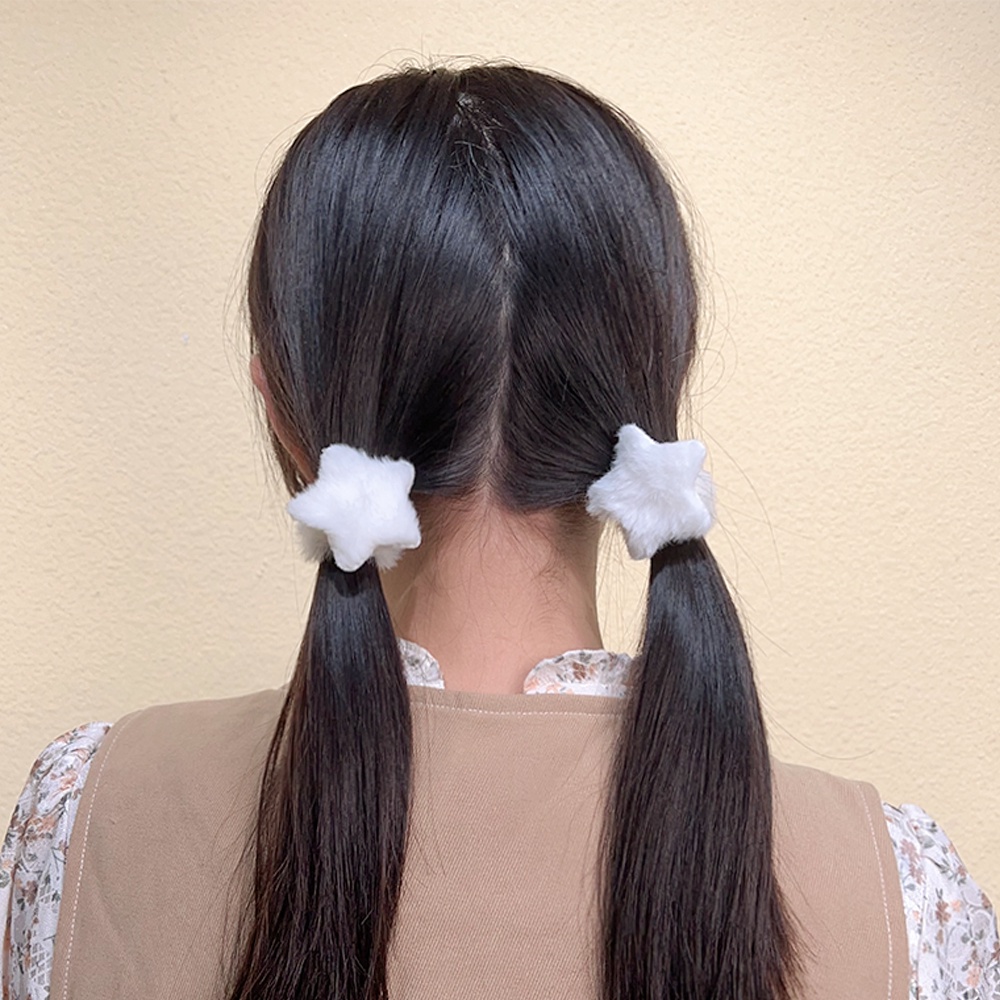 Dây Cột Tóc Đuôi Ngựa Bằng Vải Bông Màu Vàng Sữa Hình Ngôi Sao / Động Vật Hoạt Hình Đa Năng Cổ Điển Cho Bé Gái