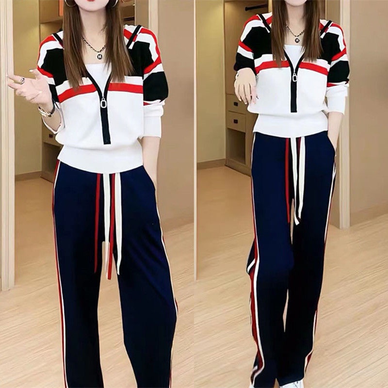 Bộ Đồ Thể Thao Hai Mảnh Áo Khoác cardigan Có Khóa Kéo Và Quần Dài Thời Trang Cao Cấp Mùa Thu Đông Dành Cho Bạn Nữ