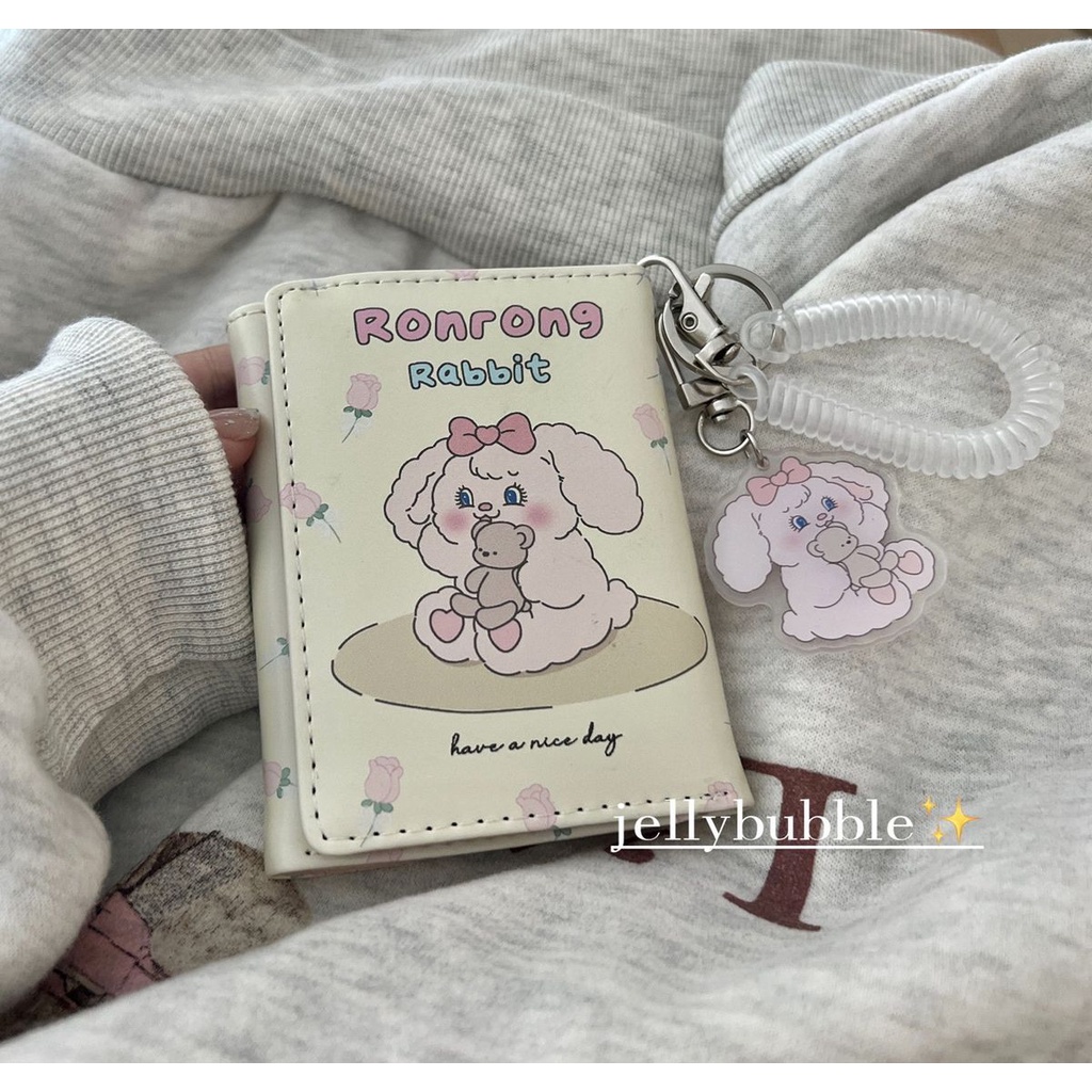 Dễ Thương Ví Ngắn 70% Cotton In Hình Thỏ Đáng Yêu