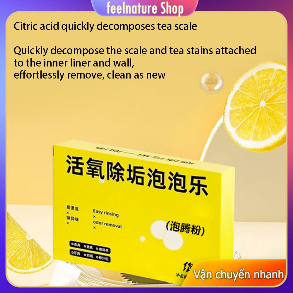 Chất Tẩy Rửa đóng Hộp Ấm đun Nước Viên Tẩy Cặn 10 Viên Chất Tẩy Cặn Oxy Hoạt Tính Cốc Nước Viên Sủi Loại Bỏ Cặn Trà Tạo Tác Làm Sạch Vết Bẩn [feelnature]