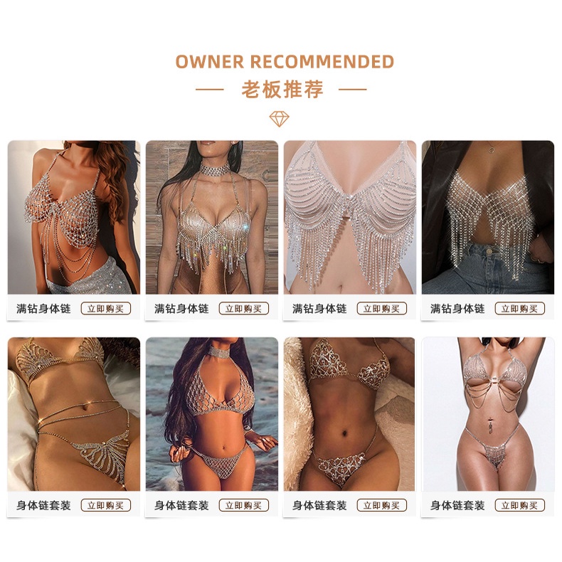 Thời Trang Dây Xích Đeo Cơ Thể Tua Rua Đính Đá Phong Cách Âu Mỹ Quyến Rũ