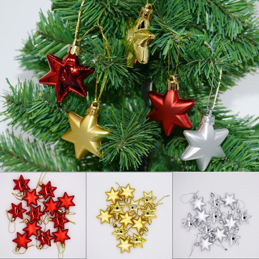 Set 1 12 Ngôi Sao / Trái Châu mini 4.8x4.8cm Trang Trí Cây Thông Giáng Sinh