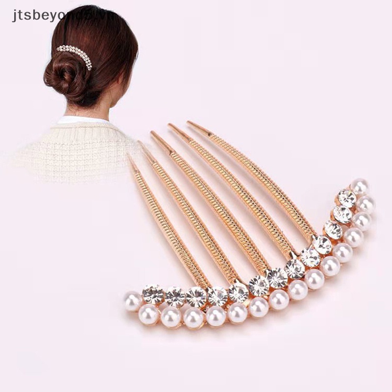 Lược Cài Tóc 5 Răng Đính Ngọc Trai Sang Trọng Cho Cô Dâu